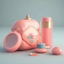 3d rendering cute makeup accessories