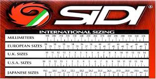 Sizing Chart Sidi Boots Motorcyclegear Com