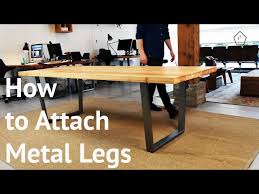 attach metal legs to a wood table top