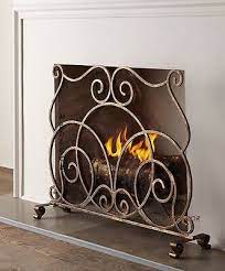 Curved Scroll Fire Screen Antiqued