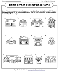 Draw the line of symmetry: Symmetry Worksheets