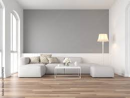 Wood Floor And Gray Wall Furnished