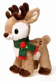 Personalized christmas stuffed animal reindeer custom made by. Christmas Reindeer Light Brown Stuffed Animal With Green Holly Scarf Plush Friends