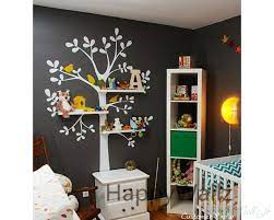 Tree Wall Decal With Shelves Birds And