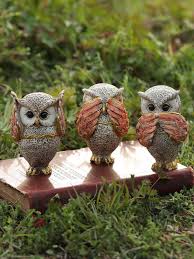 3pcs Set Polyresin Garden Ornament Owl
