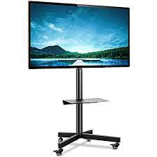 Maybe you would like to learn more about one of these? Amazon Com Rfiver Mobile Tv Stand Rolling Tv Cart With Wheels For 27 55 Inch Flat Screen Curved Tvs And Monitors Up To 88lbs Black Portable Floor Tv Stand With Vesa Mount And Av Laptop Shelf
