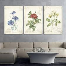 Wall26 3 Panel Vintage Style Flowers