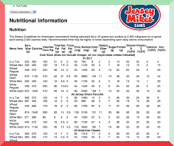 jersey mike s nutrition facts info