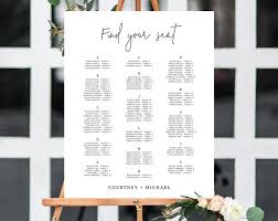 Alphabetical Wedding Seating Chart Template Seating Chart Printable Table Chart Seating Board Wedding Sign Templett W13
