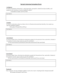 Interview Evaluation Form Template