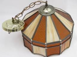 slag stained leaded glass hanging light