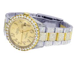 Safe favorite watches & buy your dream watch. Rolex Datejust 36mm Two Tone Champagne Dial Iced Out Diamond Watch 19 75 Ct