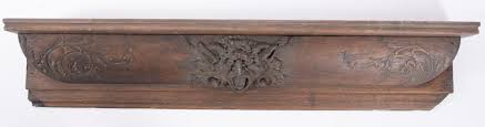 Antique Carved Oak Fireplace Mantel Shelf