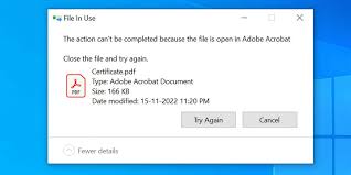 file is open windows error
