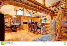 log cabin house interior of dining and