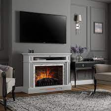 Home Decorators Collection Keighley 52 In Freestanding Faux Marble Surround Electric Fireplace Tv Stand In Light Gray
