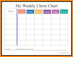 Weekly Chore Chart Template Schedule Excel Free Download Checklist