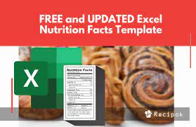nutritional information excel template