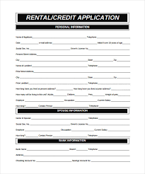 Rental Credit Application Form Rental Credit Application Form Free