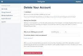 how to delete insram account without