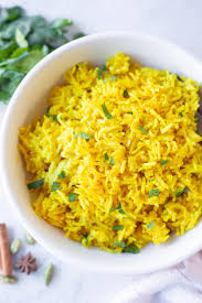 indian turmeric yellow rice piping