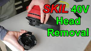 How to remove trimmer spool head of SKIL 40V battery weedeater - YouTube