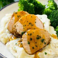 slow cooker pork tenderloin dinner at