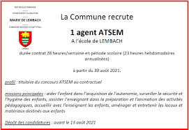 offre d emploi atsem commune de lembach