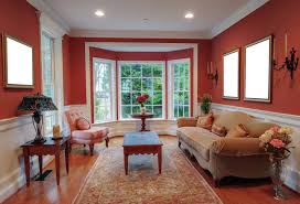 design a living room with bay windows