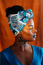 with african print head band and