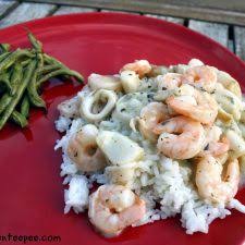 seafood medley in garlic wine sauce a