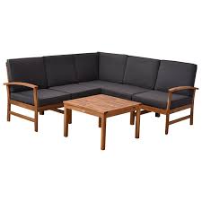 Outsunny 6 Piece Acacia Wood Sectional