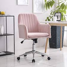 Small home office chairs are perfect for creating a comfortable and reliable work zone in even the smallest some of our office chair range can also be used as dining chairs to save space. Vanimeu Velvet Office Chair Swivel Adjustable Height Home Office Computer Desk Chairs Pink Amazon Co Uk Chair Ergonomic Desk Chair Upholstered Office Chair