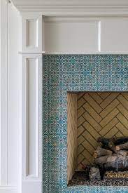 Blue Fireplace Surround Tiles Design Ideas