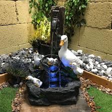 Duck Family Animal Fountains Solar