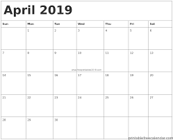 Free Printable April 2019 Calendar Templates Free