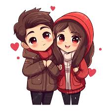 cartoon cute valentines day couple and