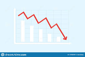 Abstract Financial Bar Chart With Red Downtrend Line Arrow