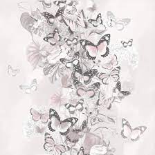 Blush Pink Grey Floral Butterfly ...