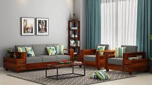 solid sheesham wood sofa set for living