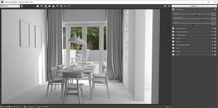 render an interior and exterior scene