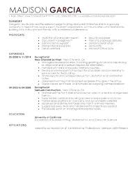 Hospital Receptionist Resume No Experience For Examples Of