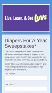 Luvs Diapers For A Year Sweepstakes For A Chance Win Luvs