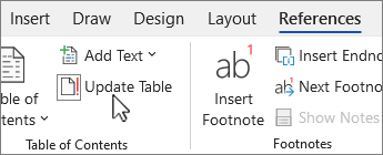 update a table of contents microsoft