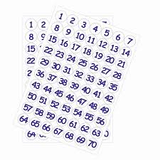 25mm Numbers 1 70 Stickers White Background