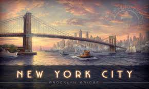 New York City; Brooklyn Bridge – 18″ x 30″ Wood Sign | Thomas Kinkade  Studios