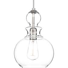 Progress Lighting Staunton Collection 1 Light Brushed Nickel Pendant With Clear Glass P5334 09 The Home Depot