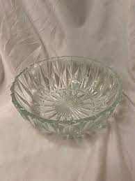 Clear Glass Fruit Bowl Diamond Pressed