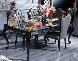 Realyn oval dining room table. Casa Padrino Luxury Baroque Dining Room Set Silver Gray Black 1 Dining Table 6 Dining Chairs Dining Room Furniture In Baroque Style Luxury Quality Made In Italy
