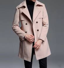 Zainabfashion Luxury Men Trench Coat Pink Double Ted Style Slim Fit Party Wear Winter Wool Dinner Coat Stylish Coat Elegant Coat Bespoke For Men